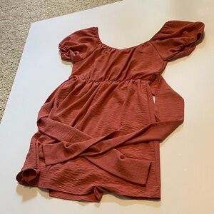 Rust Puff Sleeve Dress Altar’d State